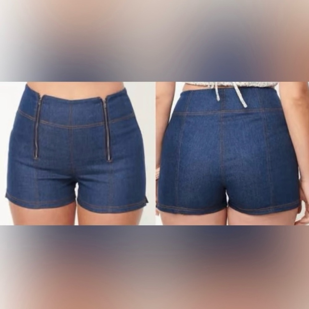 Unique Vintage High-Waisted Zipper-front Shorts